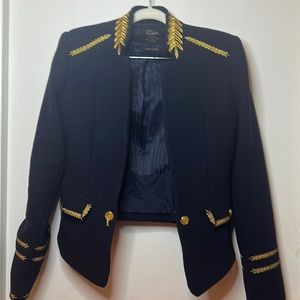 Zara Limited Edition Trafaluc Military Chic Blazer Navy & Gold